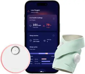 Owlet Dream Sock- FDA-Cleared Smart Baby Monitor with Live Health Readings & Notifications - Mint