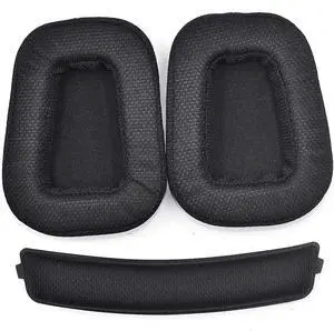 G933 Mesh Fabric Ear Pads and Headband Replacement Ear Cushions Compatible with Logitech G933 G935 G633 Headphones Comfort Memory Foam Earmuffs Replacement Earpads Ear Cups Cover Repair Parts (Black)
