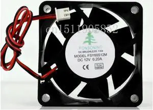 For FONSONING FSY60S12M DC 12V 0.2A 60x60x10mm 2-wire Server Cooling Fan