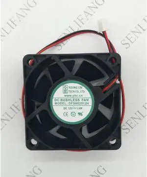 For Young Lin DFS602512H DC 12V 1.60W 60x60x25mm 2-Wire Server Square Fan
