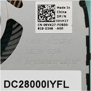New Original CPU cooling fan for D.ell Latitude 5580 laptop cpu fan cooler 09VK27 DFS501105PQ0T FJ6M 4.22CFM DC5V 0.5A