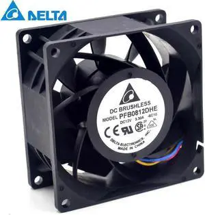 Delta New 8CM fan 12V 3.3A PFB0812DHE three line fan violence 80 *80 * 38mm