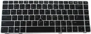 Aomoproing  Keyboard with Pointer for HP Elitebook 8460P 8470P Laptops - Silver Frame