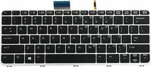 Aomoproing  US Laptop Keyboard Backlit with Silver Frame for HP Elitebook Folio 1020 G1