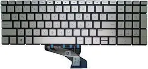 Aomoproing   Laptop Keyboard For HP 15-DA000 Silver No Backlit Film US English PKNR125BS