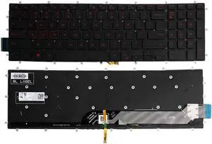Aomoproing   replacement keyboard for Dell PK131QP1B00 NSK-EC1BC 01 03R0JR US with Backlit Red Letters