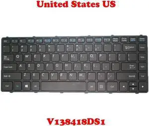 Aomoproing Laptop Keyboard For Getac V138418 V0US-RO 531087680001 English Black Frame