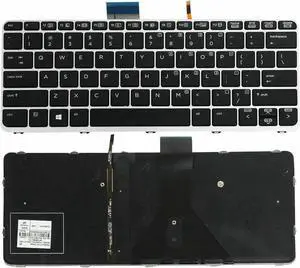 Aomoproing  Laptop US Keyboard Backlit Silver For HP Elitebook Folio MP-13U8 752962-001