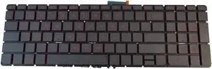 Aomoproing  Backlit Keyboard with Red Keys for HP Pavilion 15-AU 15-AW 15-BC 15-Black color Laptops