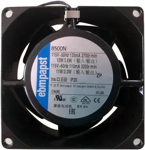 8500N ebm-papst AC Fan115V 80x80x38mm 35.9CFM 11W 34dBA 3400RPM Wire Leads cooling fan