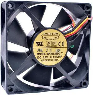 R128025DU T 8cm 8025 80mm fan 80x80x25mm 12V 0.40A temperature control resistor high air volume silent speed monitoring cooling