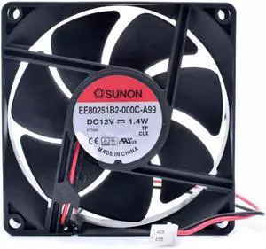 EE80251B2-000C-A99 8cm 8025 80mm 80x80x25mm 12V 1.4W 2 line double ball bearing cooling fan