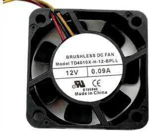 for TD4010X-H-12-BPLL 12V 0.09A 1.08W 6500RPM 40X40X10MM 3-Wire Cooling Fan