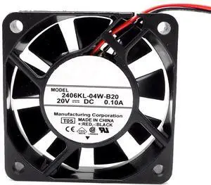 DC20V 0.10A 2406KL-04W-B20 6015 6cm 2-Wire Silent Cooling Fan