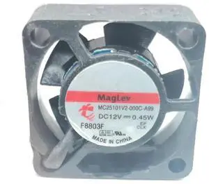 DC12V 0.45W MC25101V2-000C-A99 2510 25mm 2-Wire Magnetic Bearing Cooling Fan