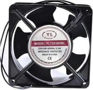 YL12038HBL AC 220V 240V 0.14A 50\/60HZ 2 Wires 12038 12cm 120*120*38mm Waterproof Axial Cooling Fan