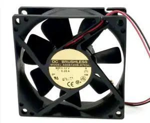 AD0812HB-A70GL DC12V 0.25A 80X80X25mm 2-Wire Cooling Fan 8025mm