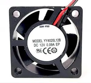 YY4020L12B DC12V 0.09A 40X40X20mm 2-Wire Cooling Fan 4020mm