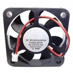 DC12V 0.15A 5010S 5010 5cm 2-Wire Silent Cooling Fan