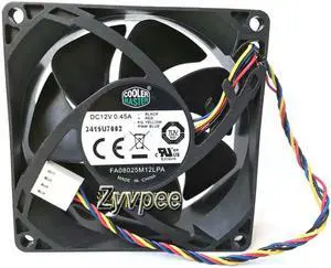 for  CM 80*25mm FA08025M12LPA DC12V 0.45A 4 wires 4 pins pwm 8CM case fan cpu cooler for HP500