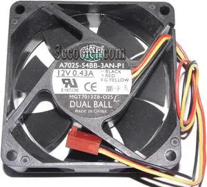 for 70mm A7025-54BB-3AN-P1 MGT7012ZB-O25 12V 0.43A 3 Wires Cooling Fan 70x25mm