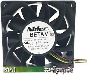 for 120MM NIDEC 12038 DC12V 3.3A V34809-INT1F 12CM 4 Wires Server Cooling Fan