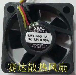 for DC square cooler of SEPA 3010 MFC30G-12T with 3-Wires 12V 0.06A ultral-silence