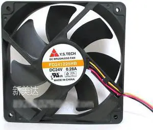 for Original Y.S TECH FD241225HB 12025 2 Balls Bearing Cooling fan with 24V 0.28A 2600RPM 106.1CFM 44dba 3 Wires