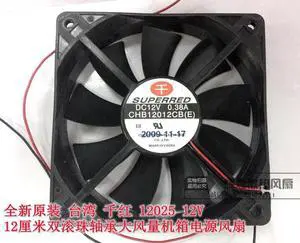 for Superred 12025 CHB12012CB Cooling Fan with 12V 0.38A 2-Balls Bearing 2-Wires