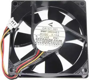 for Original Melco 8CM 80*25mm MMF-08D24ES RM1 CA1321-H01 24V 0.16A 3 Wires 3 Pins Inverter Fan for YASKAWA PLC ABB