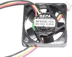 for SEPA 3CM 30*06mm MFB30E-12A 12V 0.03A 3 Wires 3 Pins micro fan for Raspberry Pi