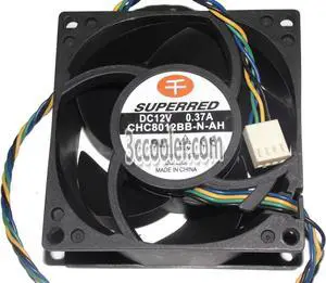 for SUPERRED 8038 80*38mm CHC8012BB-N-AH 12V 0.37A 4 Wires 4 Pins Case fan 8CM server cooler