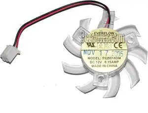 for EVERFLOW T125010DM 12V 0.15A 2 wires 2 pins transparent blades vga fan graphics card cooler