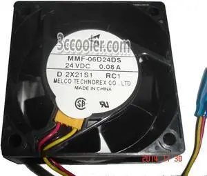 for Melco 6025 60*25mm MMF-06D24DS RC1 24V 0.08A 3 Wires 3 Pins Case fan 6CM inverter ABB fanuc server cooler