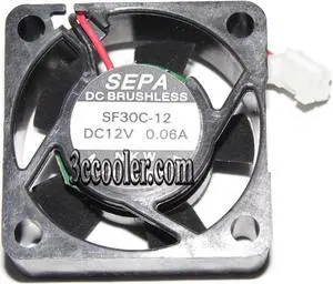 for SEPA 3CM 30*12mm SF30C-12 12V 0.06A 2 Wires 2 Pins Micro Fan for Raspberry Pi