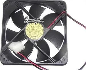 for Yateloon 12CM 120*25mm D12BH-12 GP 12V 0.30A 2 Wires 2 Pins D-connector Case fan for cpu server case