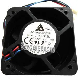 for DC Square Cooler of Delta 5025 AUB0512L with 12V 0.12A 3-Wires