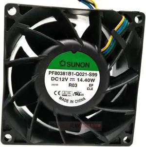 for Original SUNON PF80381B1-Q020-S99 80*80*38MM 2 Balls Bearing Cooling fan with 12V 14.40W 80*80*38mm 4 Wires 4 Pins Connector