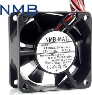Original 2410ML-04W-B79 6025 6CM 12V 0.58A three wire speed dual- ball bearing fan 60*60*24mm