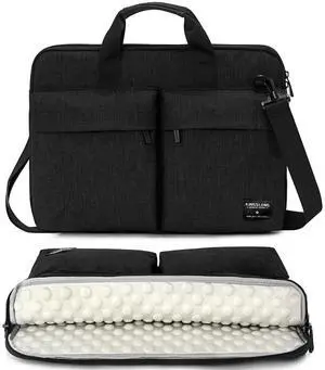 KINGSLONG 17-17.3 inch Slim Laptop Bag, Computer Carrying Case with Shoulder Strap, Notebook Handbag Cover for Men Women Fits Acer Asus Lenovo HP Toshiba Black