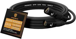 PRORECK SFTP CAT6 Dual Shielded Ethernet Cable with EtherCON RJ45 Connectors,15ft, High-Speed, Ideal for Pro Sound Systems, Studio, and Live Performances (PR-C6B-15)