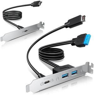 GRAUGEAR 20Gbps USB3.2 Gen2x2 USB-C Front Panel Adapter, Motherboard Header Extension Cable, USB-C and USB to 20-pin USB Type-E A-Key and 19-pin USB3.0 Connector with PCIe Bracket