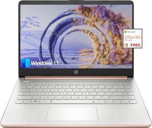 HP 14 inch Laptop Computer,Thin Lightweight 14 Laptop College Student,Intel Notebook Computer PC,8GB RAM 64GB eMMC+128GB SD Card,Windows 11 Laptop Microsoft Office 1Y,Camera,Long BatteryLife,Rose Gold