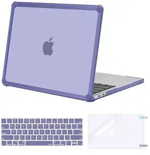 MOSISO Compatible with MacBook Pro 13 inch Case M2 2025-2016 A2338 M1 A2251 A2289 A2159 A1989 A1708 A1706, Anti-Cracking Heavy Duty Plastic TPU Bumper Hard Case&Keyboard Skin&Screen Film,Lavender Gray