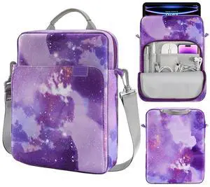 MoKo 9-11 Inch Tablet Sleeve Bag Handle Carrying Case with Shoulder Strap Fits 11inch iPad Air M3, iPad A16 2025, iPadPro 11", iPad109/8/7th Gen 10.2, Air 5/4th 10.9, Tab S8/S9 11",Purple Starry