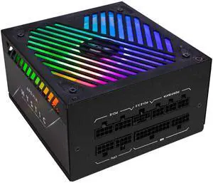 Apevia ATX-MT1000W Mystic 1000W Fully Modular 80+ Platinum Certified, PCIe 5.0 & ATX 3.0 Ready Active PFC ATX RGB Gaming Power Supply, Includes Gen 5 12VHPWR Connector & 366 RGB Light Modes