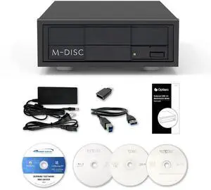 Optiarc 16X Blu-ray BDXL DVD CD External Burner Drive with USB 3.2 Gen 1, Free Burning Software, Sample Discs, and Archival M-Disc Support