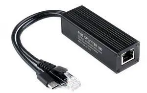 Waveshare Industrial Gigabit PoE Splitter, 5V 5A Type-C Output Port, Onboard MPS Control Chip