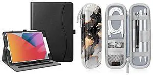 Fintie Multi-Angle Case for iPad 9th / 8th / 7th Generation (2021/2020/2019) 10.2 Inch Bundle with Fintie PU Leather Protective Carrying Case for Apple Pencil (1st and 2nd Generation)