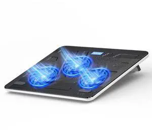 TECKNET Laptop Cooling Pad, Portable Slim Quiet USB Powered Laptop Notebook Cooler Cooling Pad Stand Chill Mat with 3 Blue LED Fans, Fits 12-17 Inches (White)